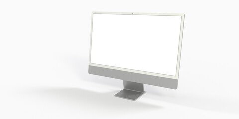 Computer display with blank white screen 3d. - obrazy, fototapety, plakaty