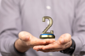 2 ceremony award in hand 3d