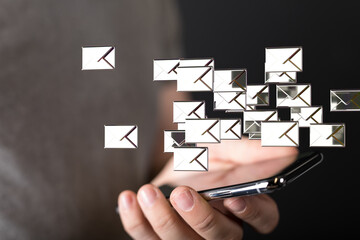  email icon concept in hand background