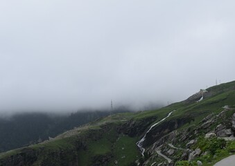 The Scenic view of the Himalayan Mountains and Valleys, from Manali in Himachal Pradesh, and...