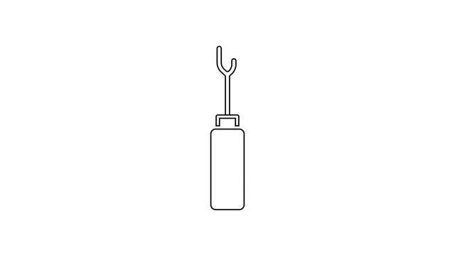 Black line Awl tool with wooden handle icon isolated on white background. Work equipment tailor industry. 4K Video motion graphic animation