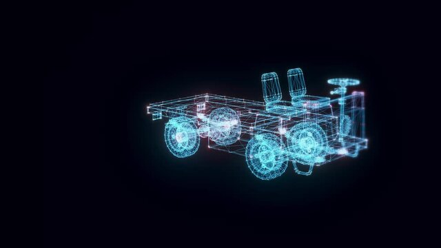  Industrial Electric Car hologram Rotating. High quality 4k footage