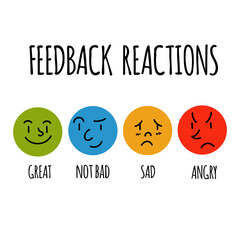Flat feedback reaction icons set