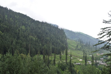 The Scenic view of the Himalayan Mountains and Valleys, from Manali in Himachal Pradesh, and...