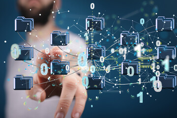 data Internet infrastructure concept. Abstract technology background. 3D rendering.