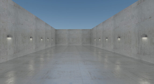 nice Diffuse reflection concrete simple wall lighting urdan style 3d place image -night version 2