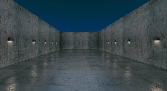 nice Diffuse reflection concrete simple wall lighting urdan style 3d place image -night version 4