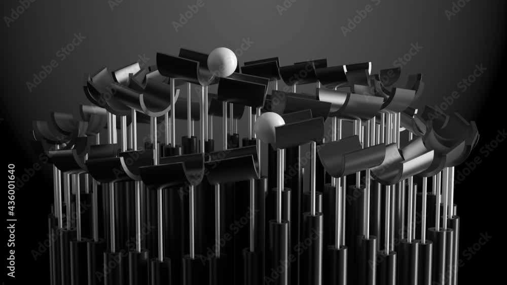 Aufkleber 3d render of infinite metal moving on the surface of split pipes that are up to hold it. minimalist 