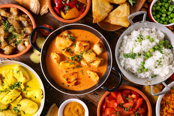 assorted of indian food- top view
