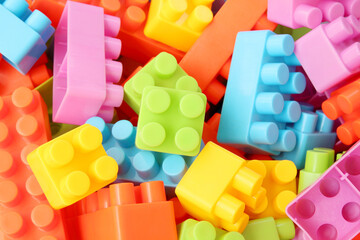 Plastic toy building block texture background.