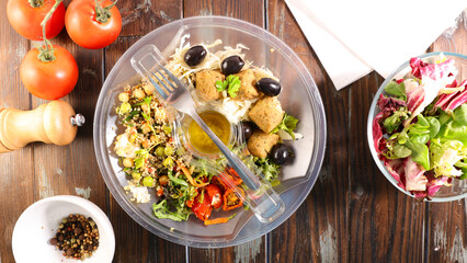 healthy eating- lunch box- top view