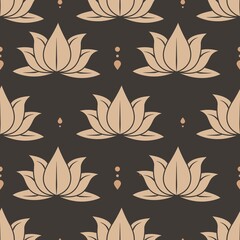 Vintage seamless pattern of lotus