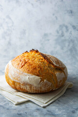 Sourdough homemade bread made from wild yeast, healthy lifestyle, home cooking concept.