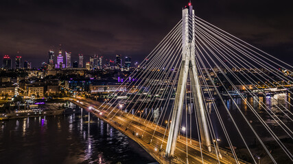 Fototapeta na wymiar Warsaw bridge at night