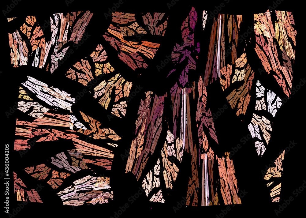 Poster imitation of cracked tree bark on a black background. abstract fractal background with blur. 3d rend