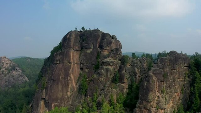 Drone flight over famous Krasnoyarsk pillars