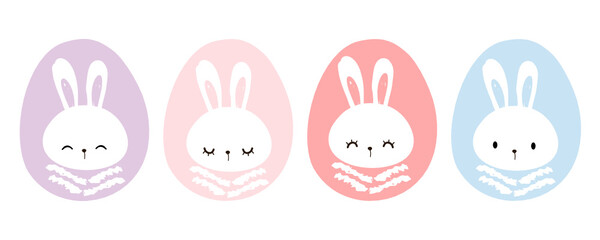 Easter bunny with eggs isolated on white background vector.