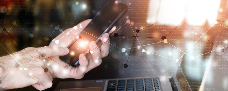 smartphone in hands banner