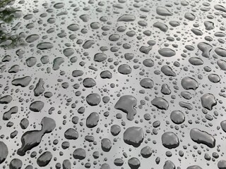 water drops on a metal surface