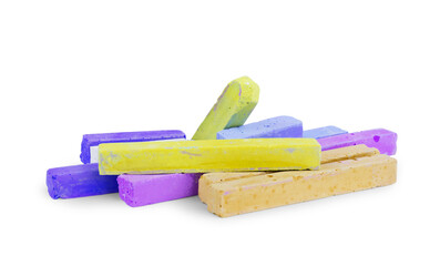 Colored chalks isolated on white background