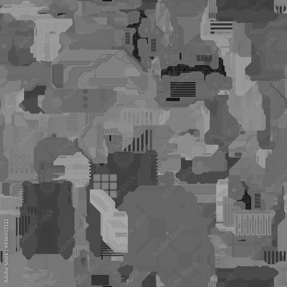 Poster seamless repeating pattern of height maps. can be used for futuristic objects in 3d