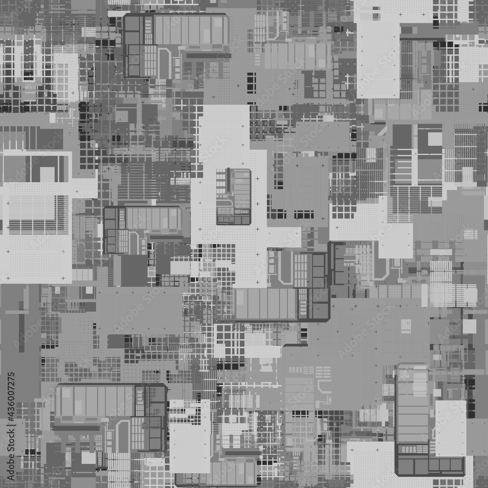 Poster seamless repeating pattern of height maps. can be used for futuristic objects in 3d