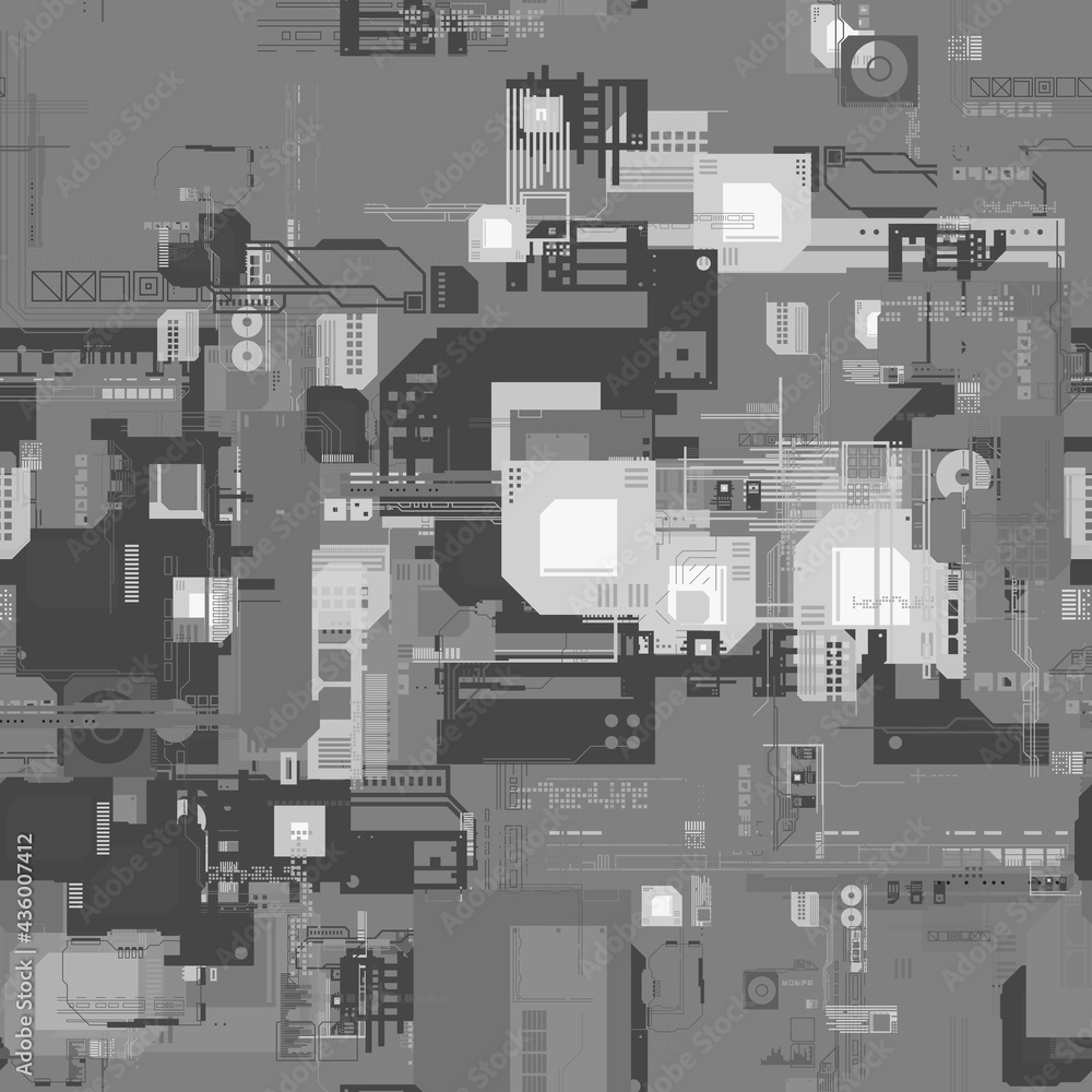 Poster seamless repeating pattern of height maps. can be used for futuristic objects in 3d