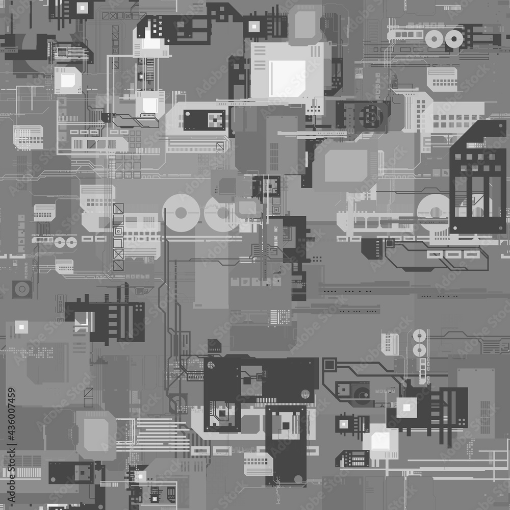 Poster seamless repeating pattern of height maps. can be used for futuristic objects in 3d