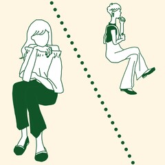 two girls in social distancing