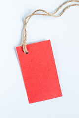 Handmade price or label tag with natural paper and tie