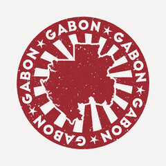 Gabon stamp. Travel red rubber stamp with the map of the country, vector illustration. Can be used as insignia, logotype, label, sticker or badge of Gabon.