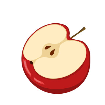 recommend clip art: Apple slice icon isolated on white background. Natural delicious fresh ripe tasty fruit. Template vector illustration for packaging, banner, card, other design. Red apples with leaves. Food concept