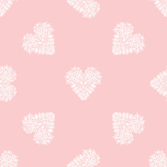 Vector seamless minimalistic style pattern. Abstract colorful background with lacy hearts. Modern texture. Contemporary graphic design.