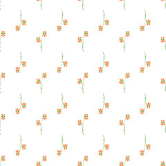 Floral element seamless background. Elegant decorative pattern with hand drawn flowers. Wallpaper, textile, scrapbook, packaging paper texture.