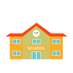 School building on a white background. Flat style. Isolated vector
