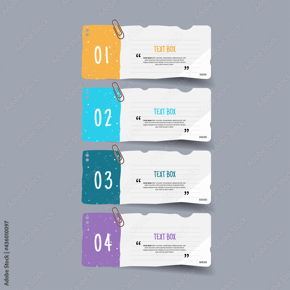 Poster Text box design with note papers.	
