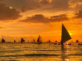 Sunset at Boracay beach in Philippines