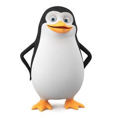 Funny character penguin on a white background. 3d rendering.