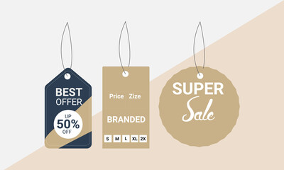 Set blank white paper price tags or gift tags. Set template shopping labels. Blank, discount and price tags.
