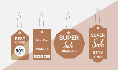 Set of sale tags and labels, discount and price tags on paper. Special offer. template shopping labels. Vector illustration.