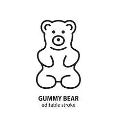 Gummy bear vector icon. Line sign of sweets. Editable stroke. - 436011087