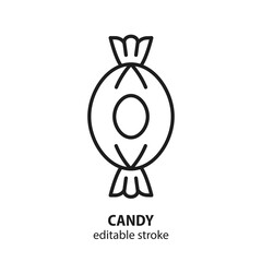 Candy vector icon. Line sign of sweets. Editable stroke.