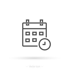 Calendar and clock. Time concept. Isolated vector line icon.