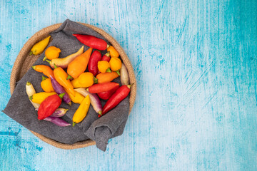 Peruvian chili peppers of various colors