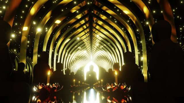 Festival Of Lights For Visakha Bucha is motion footage for celebration films and cinematic in Buddhism scene. Also good background for scene and titles, logos.