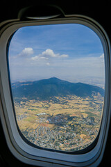 Naklejka premium Panoramic View to the African Capital Addis Ababa from the Airplane Window, Ethiopia