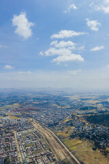 Panoramic View to the African Capital Addis Ababa from the Airplane Window, Ethiopia