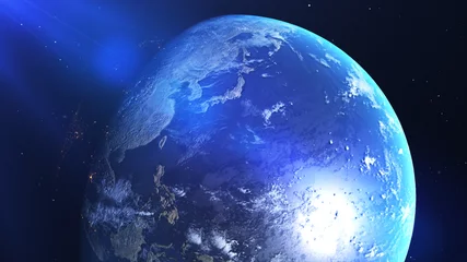 Foto op Plexiglas anti-reflex Volle maan en bomen Aarde achtergrondmateriaal. Voor ruimte en chemische materialen