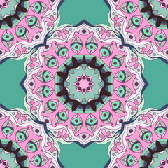 Seamless pattern with mandalas in beautiful colors. Vector background
