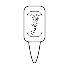 Gardening tools garden seed marker for radish outline simple minimalistic flat design vector illustration isolated on white background